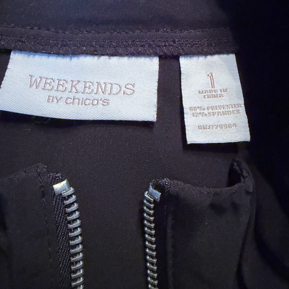 Weekends by Chico's Black zip up Jacket size 1=medium - Picture 4 of 4